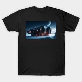Black futuristic house in snowy place T-Shirt